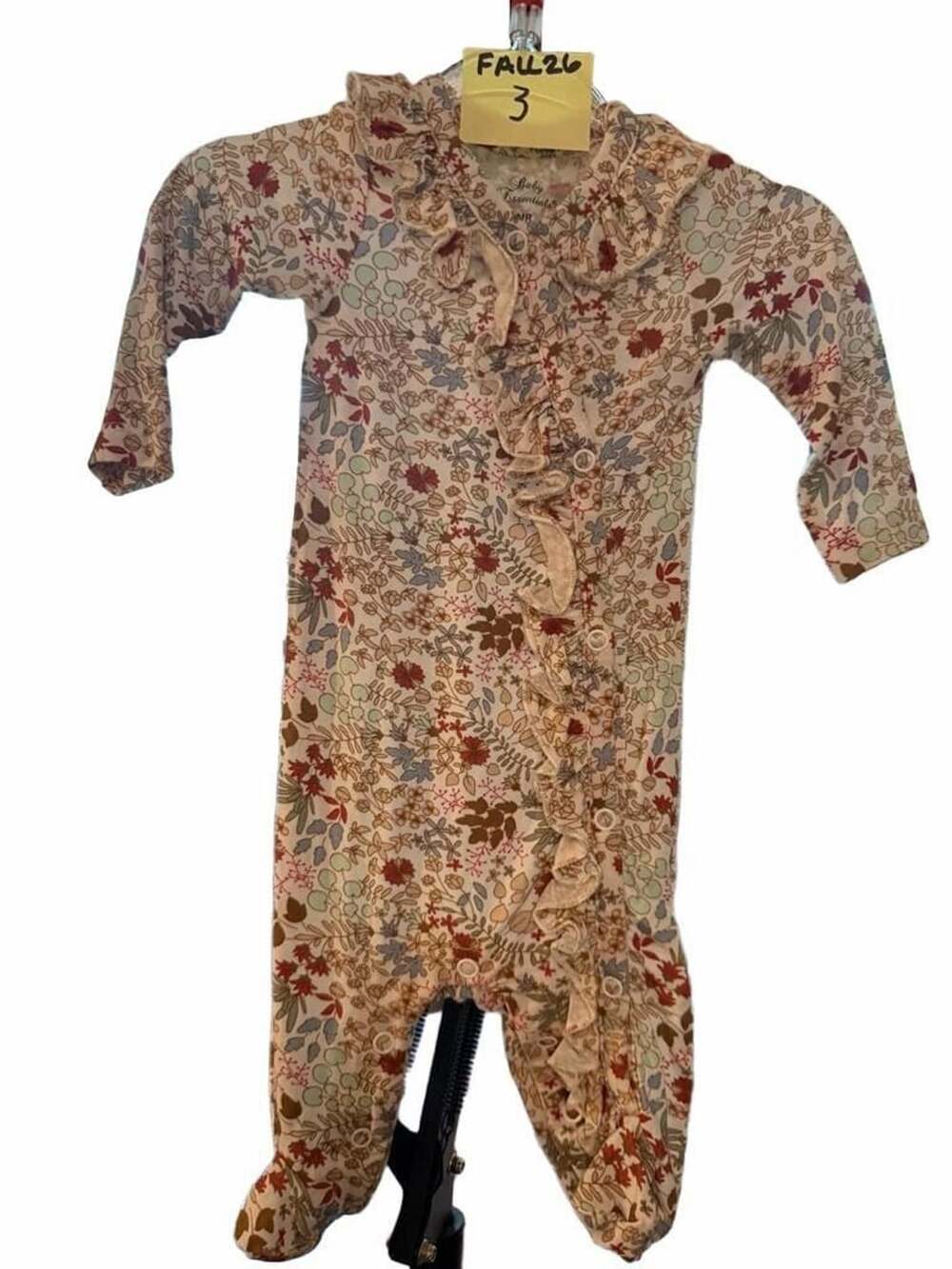 Bamboo Baby Essentials Footed Sleeper Size NB Fall Floral Ruffles